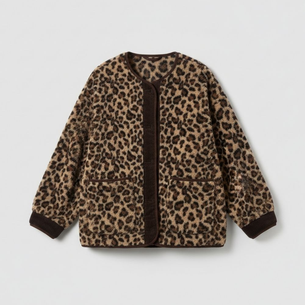 R&B | Damenjacke Bedruckt Leopardenmuster Chic und Bequem