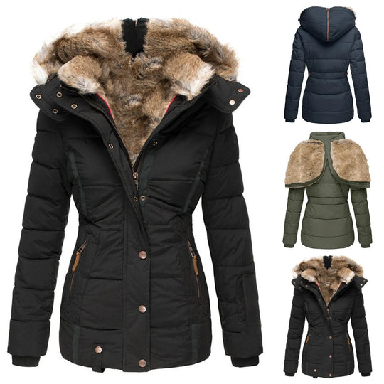 R&B | Daunen-Puffermantel mit Kapuze aus Kunstpelz Warm, Wasserdicht & Isoliert Winterjacke