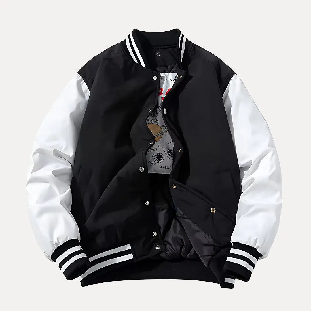 R&B | Patchwork Abnehmbarer Kapuze Varsity Jacke