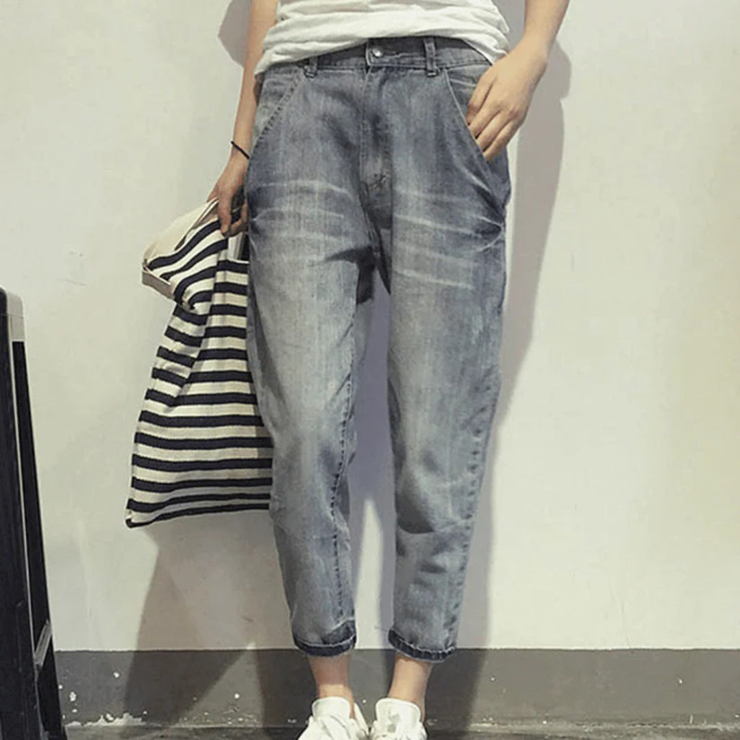 R&B | Verkürzte Länge Relaxed Slim Fit Weicher Denim mit Reißverschluss