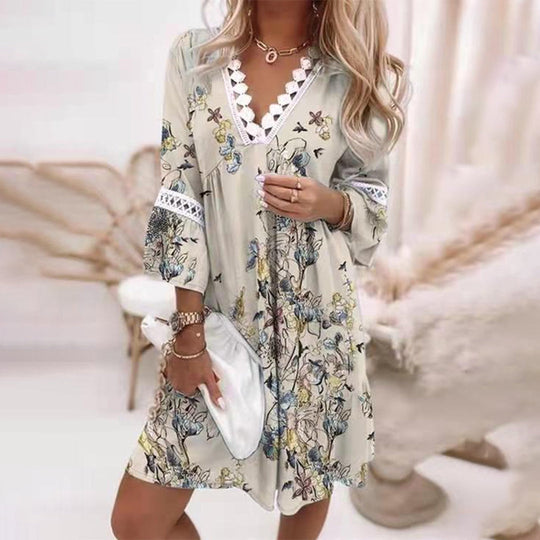 R&B | Besticktes V-Ausschnitt Kleid