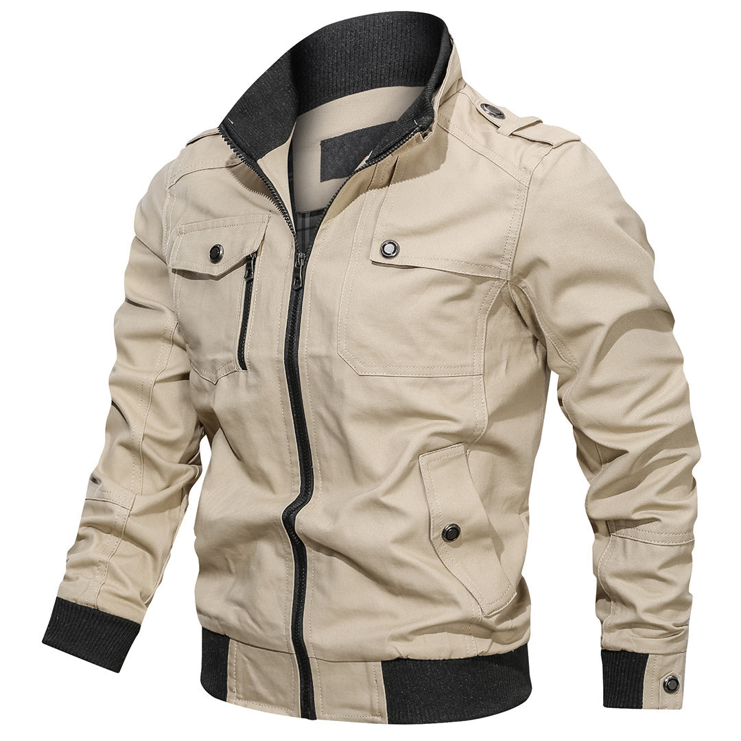 R&B | Bomberjacke Normale Passform Bomberdesign mit Rippkragen und Epauletten Mehrere Taschen