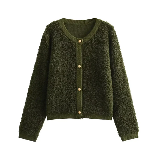 R&B | Damen Bequeme Fleece Knopf-Front Jacke - Warm und Stilvoll