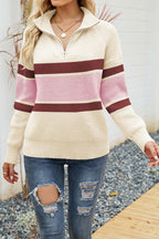 R&B | Damen Halb-Zip-Pullover Aus Baumwolle – Warm & Bequem