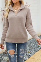 R&B | Damen Halb-Zip-Pullover Aus Baumwolle – Warm & Bequem