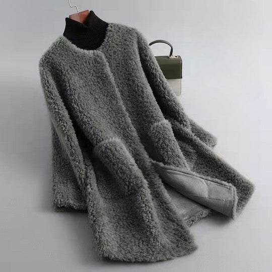 R&B | Damen Shearling Winterjacke mit Taschen