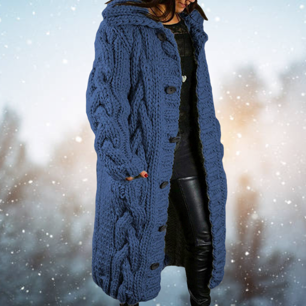 R&B | Verlängerte Strickjacke mit Geflochtenem Design Robuste Acrylwolle Perfekt für Kaltes Wetter