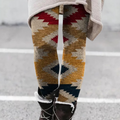R&B | Leggings Enganliegend Weicher und Atmungsaktiver Strick Geometrisches Muster Vollständig Länglich