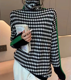 R&B | Eleganter Pullover mit schwarz-weißem Karomuster