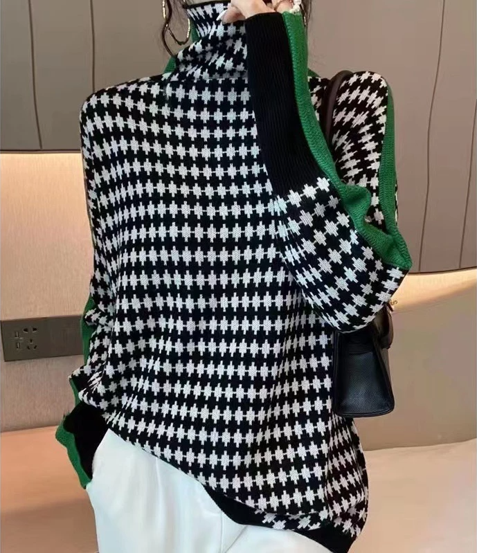 R&B | Eleganter Pullover mit schwarz-weißem Karomuster