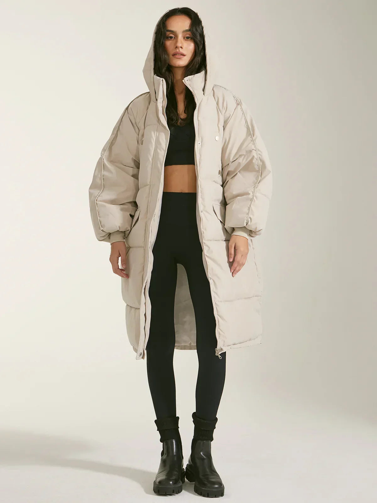 R&B | pufferjacke - modische damen winterjacke mit kapuze
