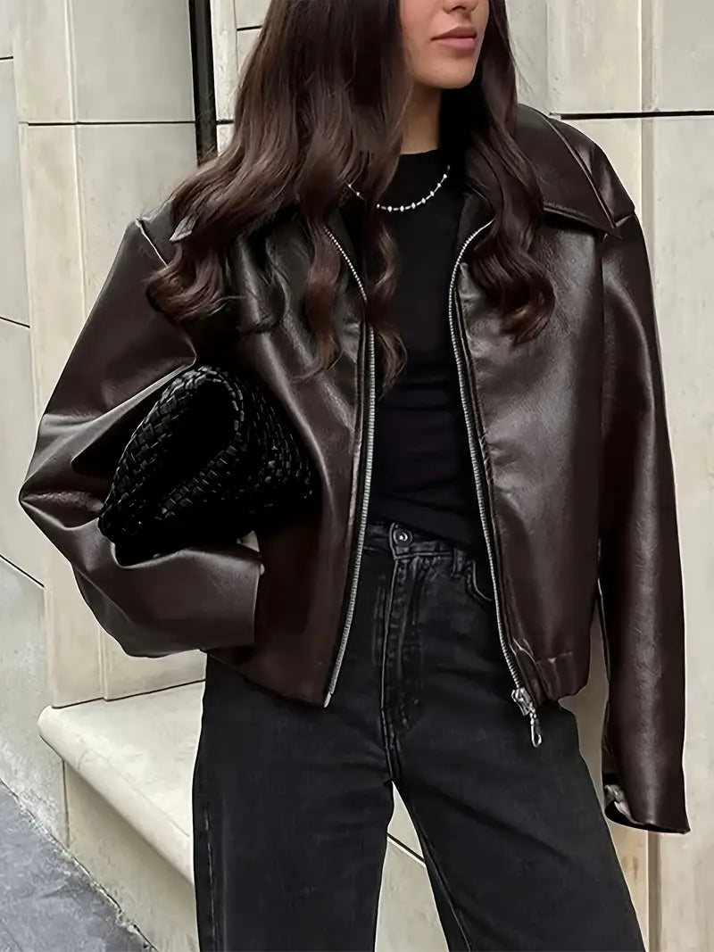R&B | Damen Relaxed Fit Zip-Up Bomberjacke