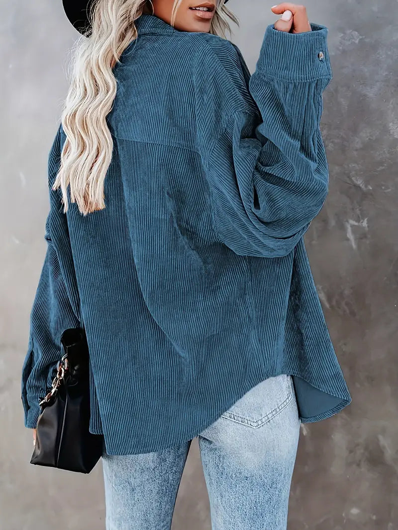 R&B | Cordhosen Hemdbluse mit Knöpfen Leger