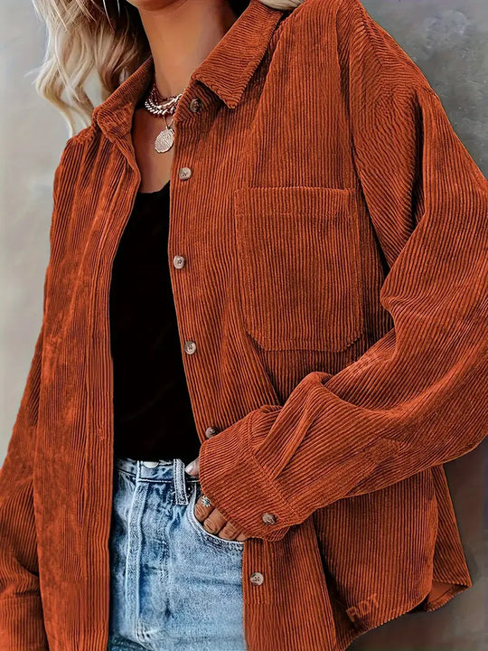 R&B | Cordhosen Hemdbluse mit Knöpfen Leger