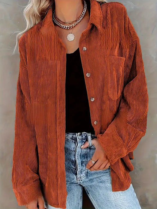R&B | Cordhosen Hemdbluse mit Knöpfen Leger