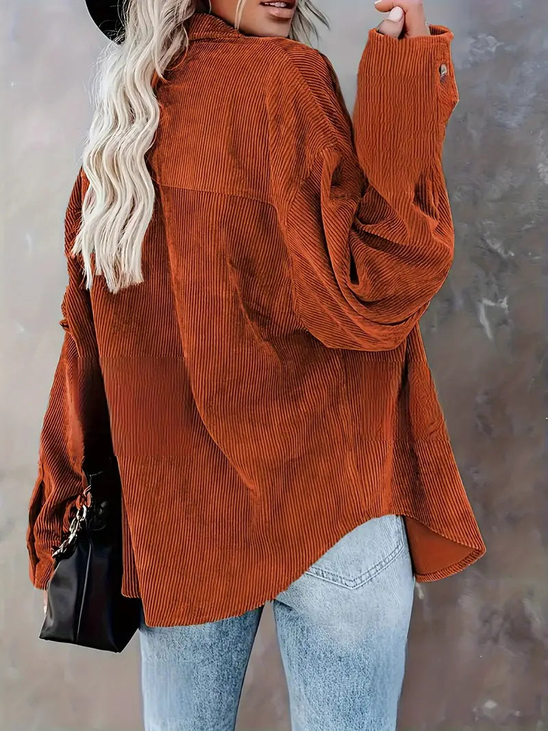 R&B | Cordhosen Hemdbluse mit Knöpfen Leger