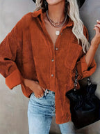 R&B | Cordhosen Hemdbluse mit Knöpfen Leger