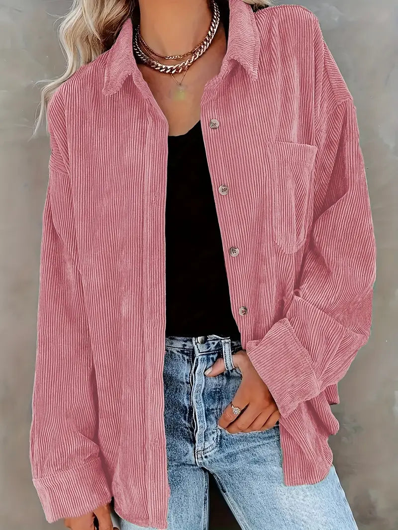 R&B | Cordhosen Hemdbluse mit Knöpfen Leger