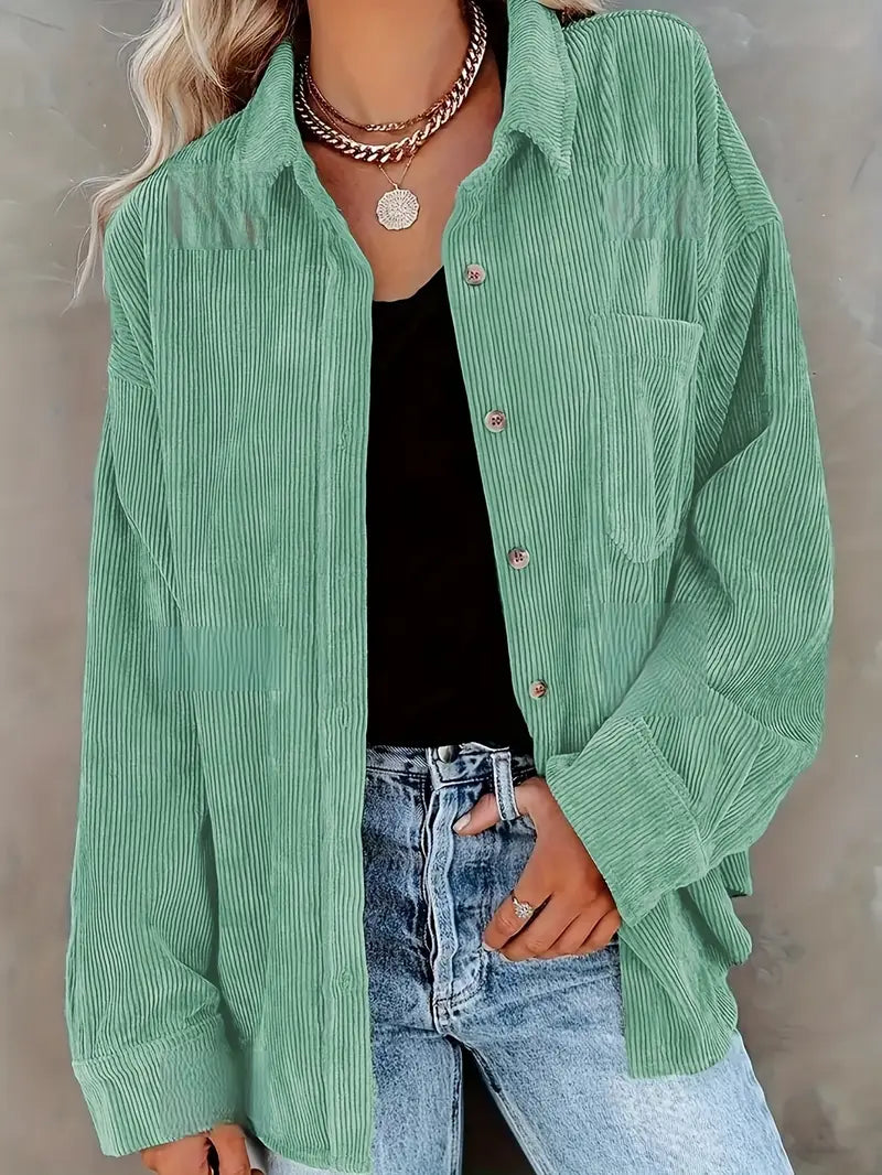 R&B | Cordhosen Hemdbluse mit Knöpfen Leger