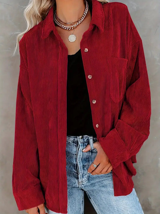 R&B | Cordhosen Hemdbluse mit Knöpfen Leger
