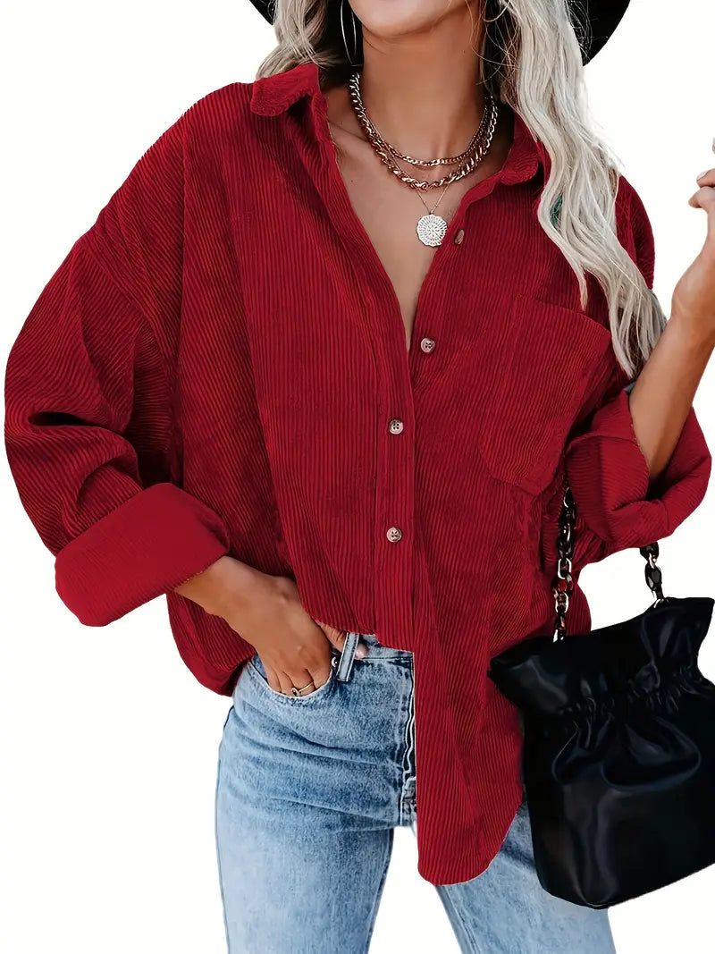 R&B | Cordhosen Hemdbluse mit Knöpfen Leger