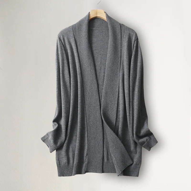 R&B | Damen Strickcardigan mit offener Vorderseite und langen Ärmeln