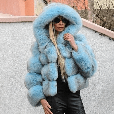 R&B | Damen Oversized Teddyjacke mit Kapuze