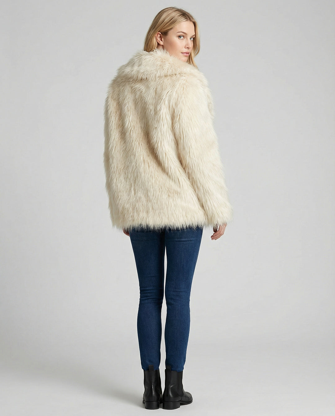 Luxuriöse Kunstpelz Jacke Damen Party Kunstfuchs Pelzmantel Elegant