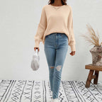 R&B | Eleganter Einfarbiger Strickpullover Für Freizeit
