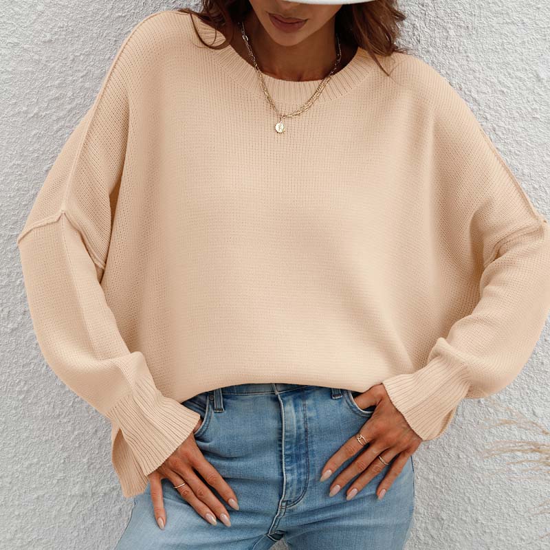R&B | Eleganter Einfarbiger Strickpullover Für Freizeit