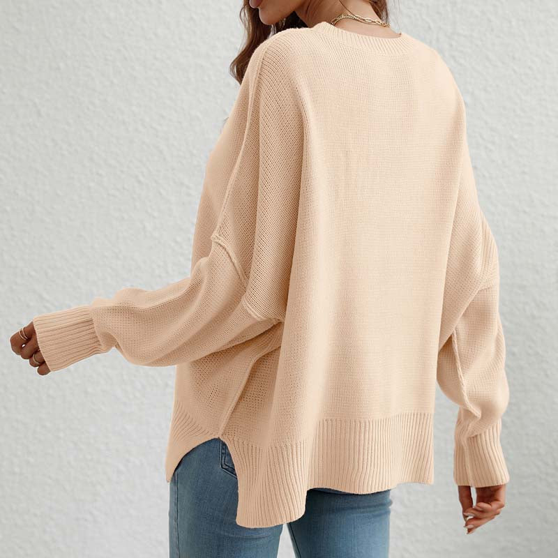 R&B | Eleganter Einfarbiger Strickpullover Für Freizeit