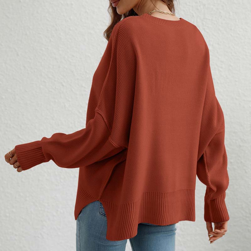 R&B | Eleganter Einfarbiger Strickpullover Für Freizeit