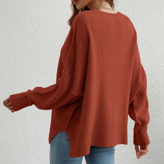 R&B | Eleganter Einfarbiger Strickpullover Für Freizeit