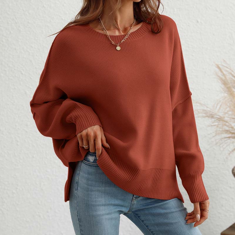 R&B | Eleganter Einfarbiger Strickpullover Für Freizeit