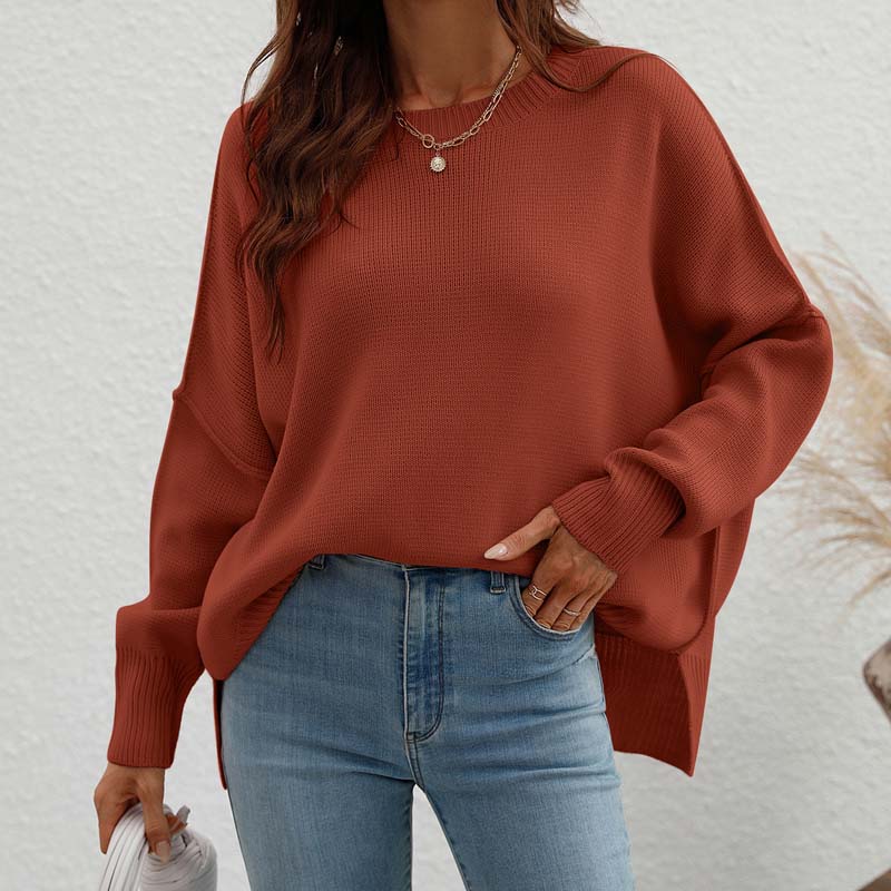 R&B | Eleganter Einfarbiger Strickpullover Für Freizeit