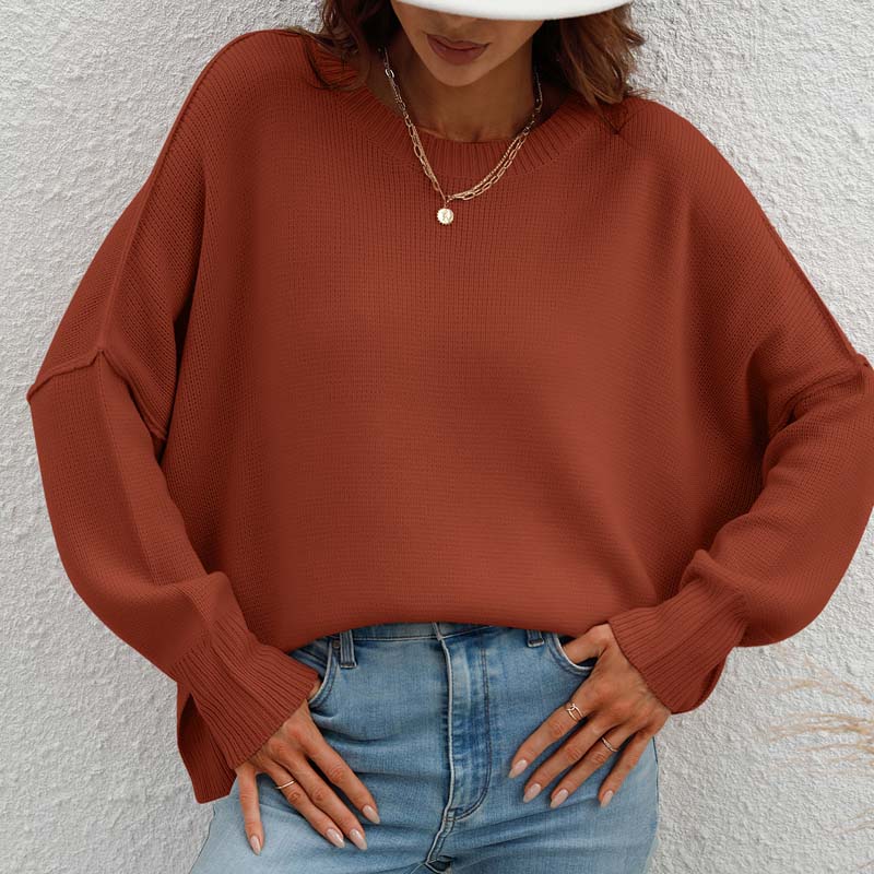 R&B | Eleganter Einfarbiger Strickpullover Für Freizeit