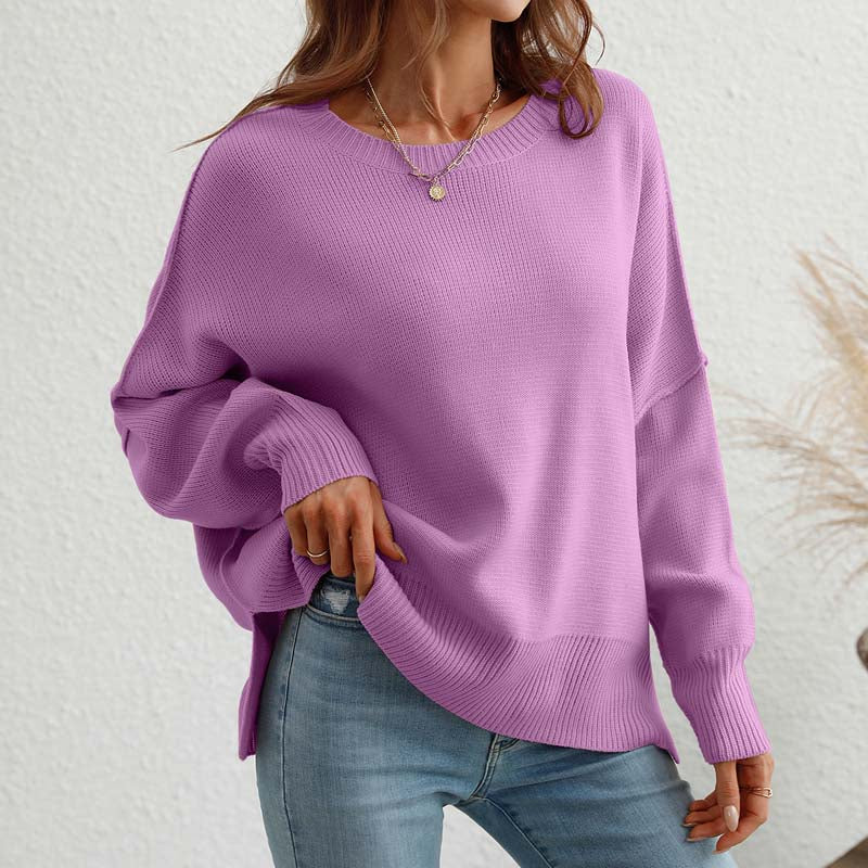 R&B | Eleganter Einfarbiger Strickpullover Für Freizeit