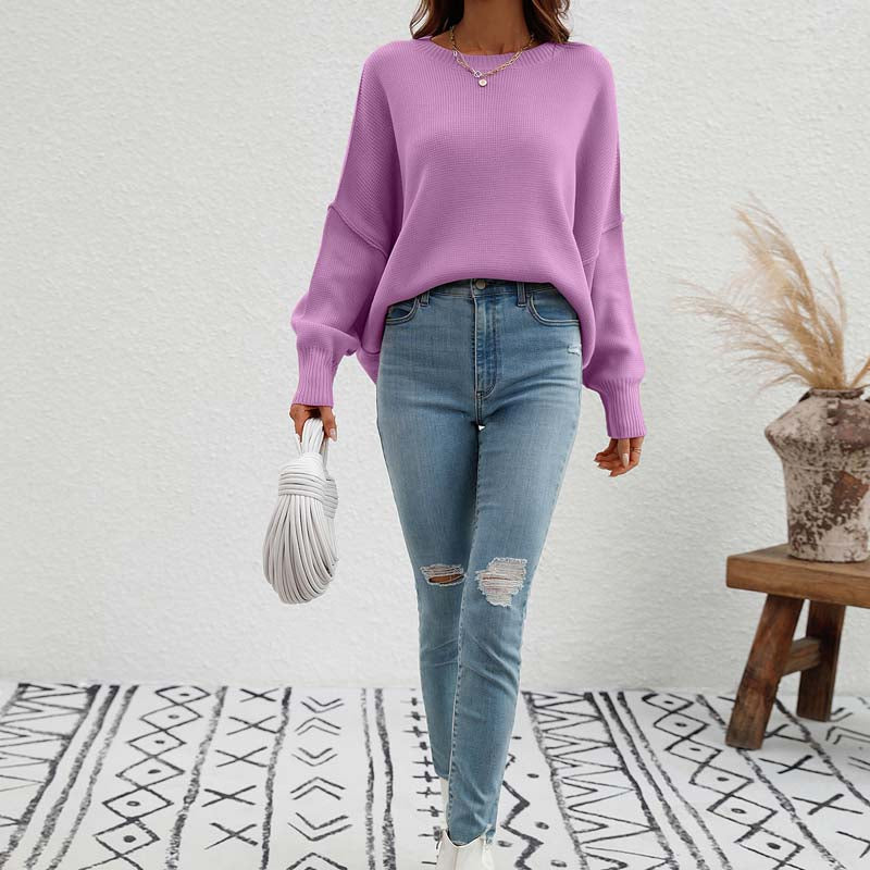 R&B | Eleganter Einfarbiger Strickpullover Für Freizeit