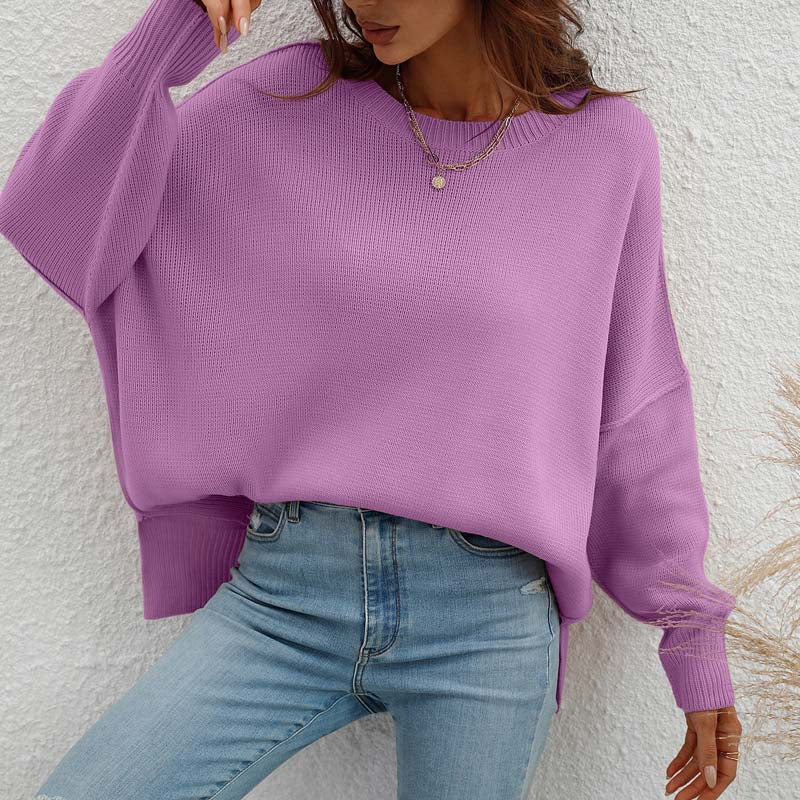 R&B | Eleganter Einfarbiger Strickpullover Für Freizeit