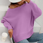 R&B | Eleganter Einfarbiger Strickpullover Für Freizeit