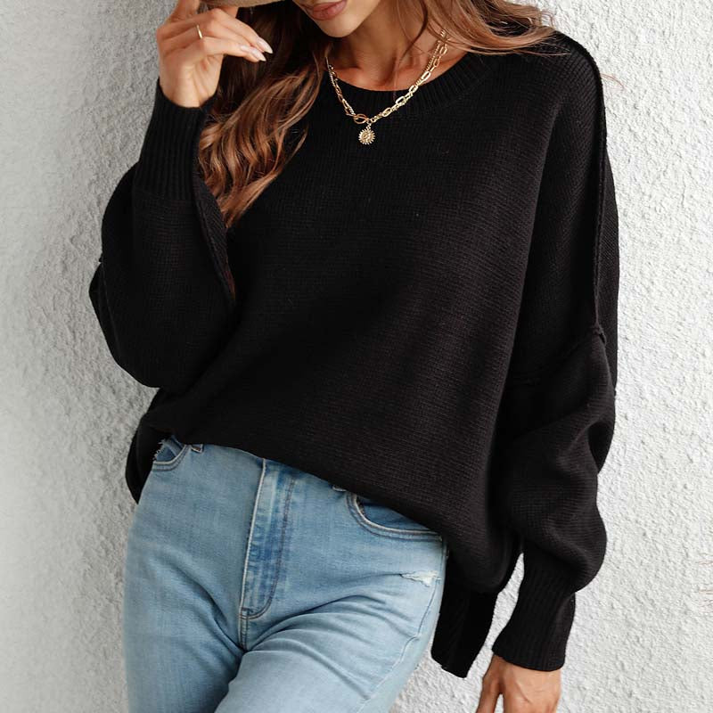 R&B | Eleganter Einfarbiger Strickpullover Für Freizeit