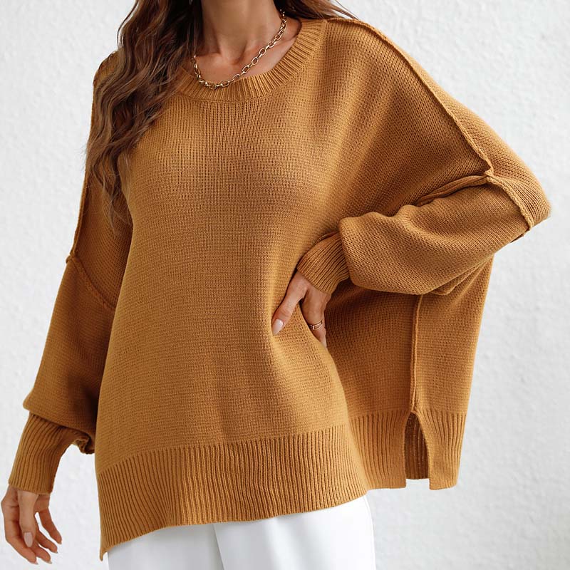 R&B | Eleganter Einfarbiger Strickpullover Für Freizeit