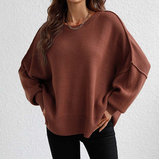 R&B | Eleganter Einfarbiger Strickpullover Für Freizeit