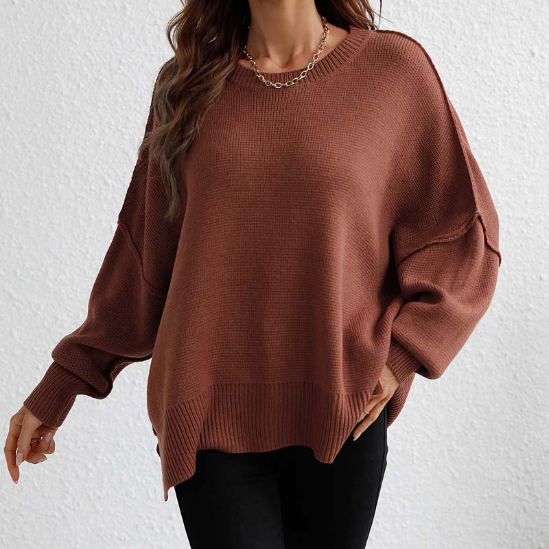 R&B | Eleganter Einfarbiger Strickpullover Für Freizeit