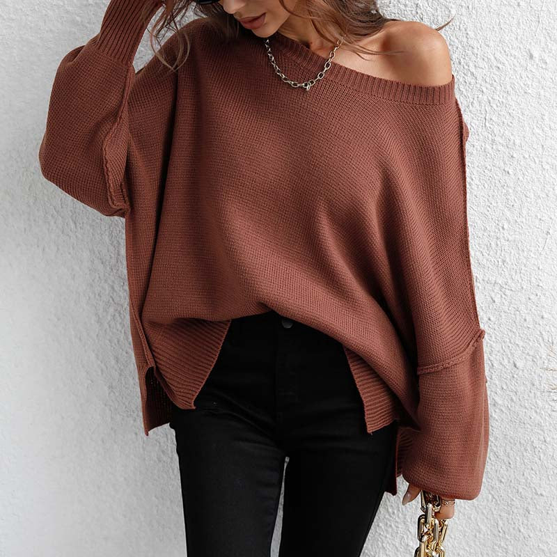 R&B | Eleganter Einfarbiger Strickpullover Für Freizeit