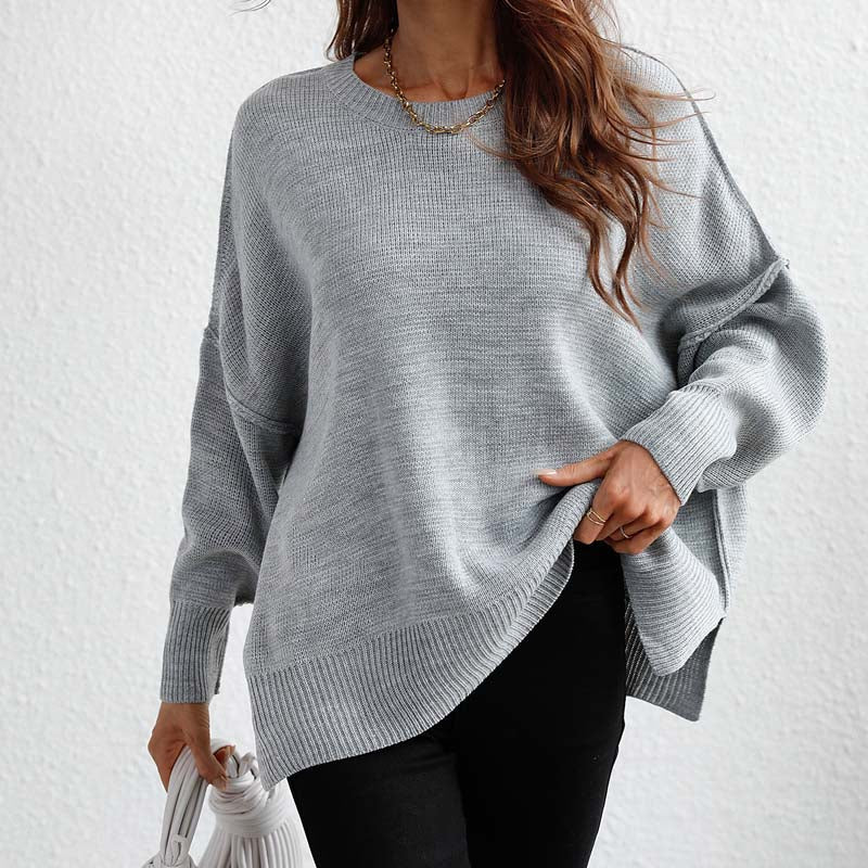 R&B | Eleganter Einfarbiger Strickpullover Für Freizeit