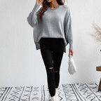 R&B | Eleganter Einfarbiger Strickpullover Für Freizeit