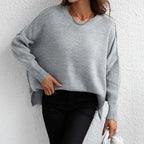 R&B | Eleganter Einfarbiger Strickpullover Für Freizeit