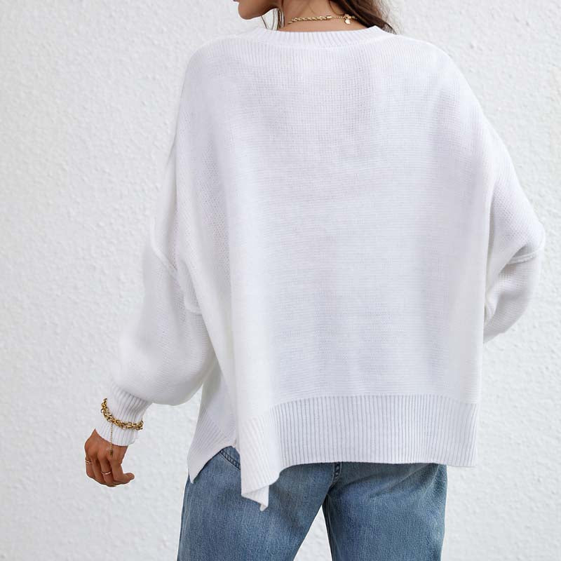 R&B | Eleganter Einfarbiger Strickpullover Für Freizeit