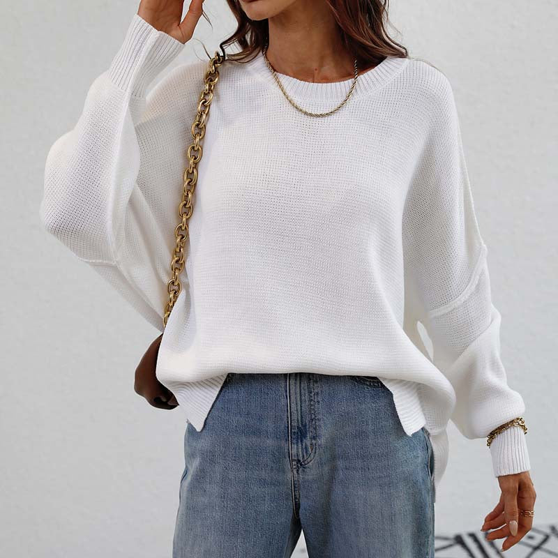 R&B | Eleganter Einfarbiger Strickpullover Für Freizeit